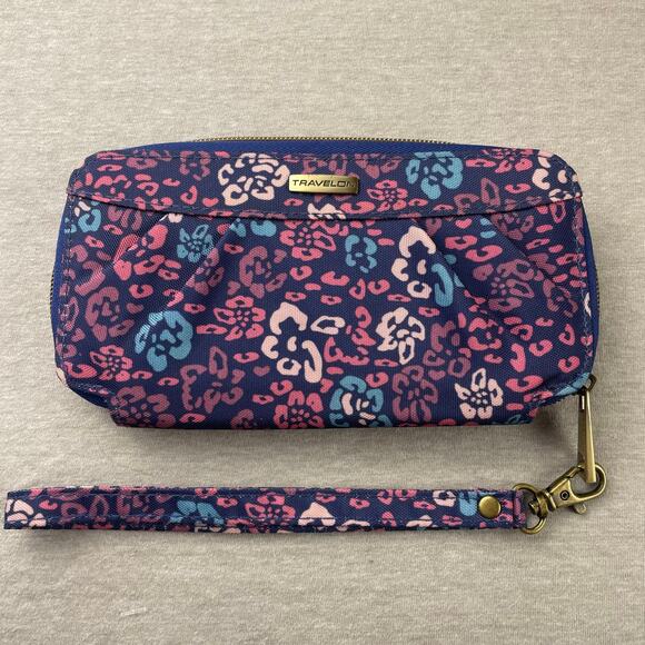 Travelon RFID Blocking Purple Pink Floral Wristlet Accordion Wallet Travel - Picture 1 of 6